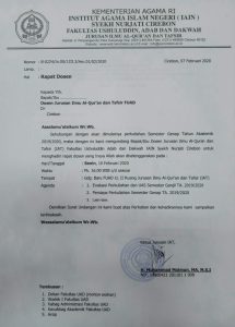 Rapat Dosen Jurusan Ilmu Al-Qur'an dan Tafsir (IAT)