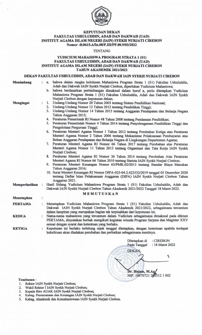 SK Yudisium 18 Maret 2022
